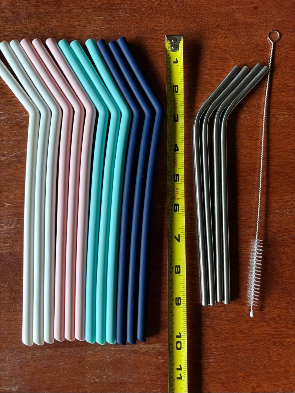 2/$20 Reusable Straws: Silicone and Stainless Steel w Straw Cleaning Brush